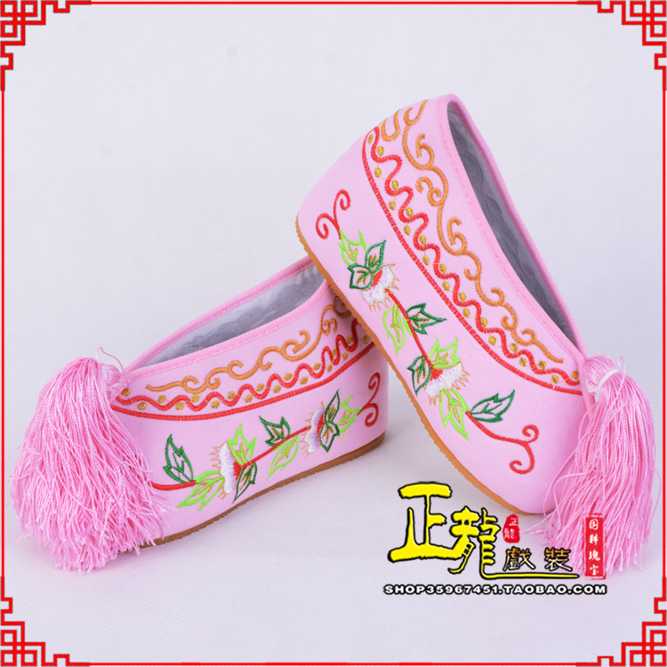 砀山花旦鞋女绣花彩鞋 舒适款草花内高彩鞋